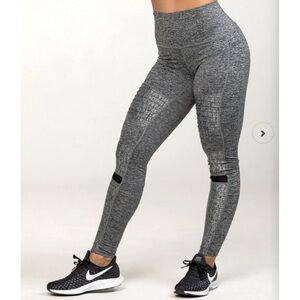 NEW LA SOCIETY gray mesh women’s LEGGING HEATHER CHARCOAL size S